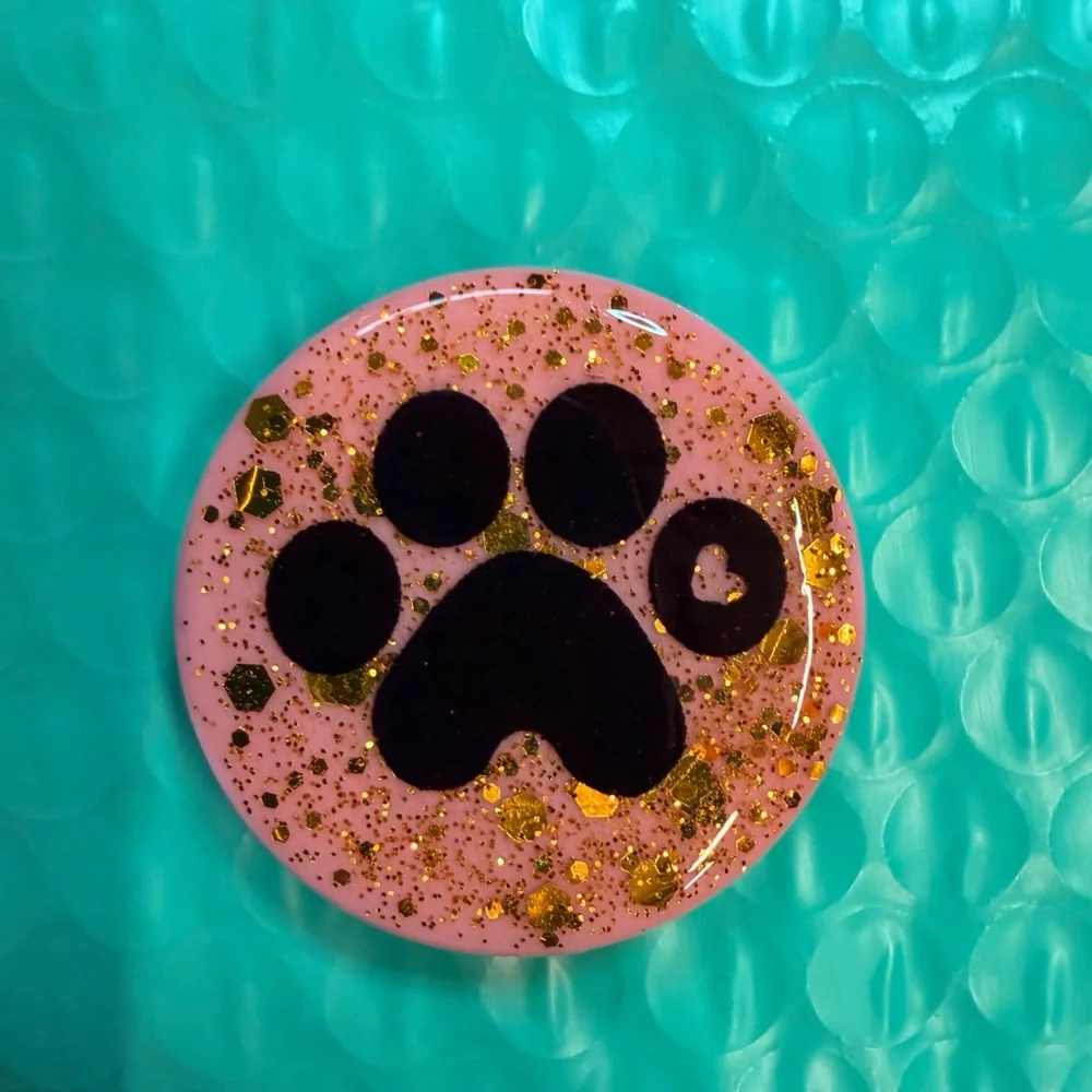 Paw Print Phone Grip - Pink and Gold